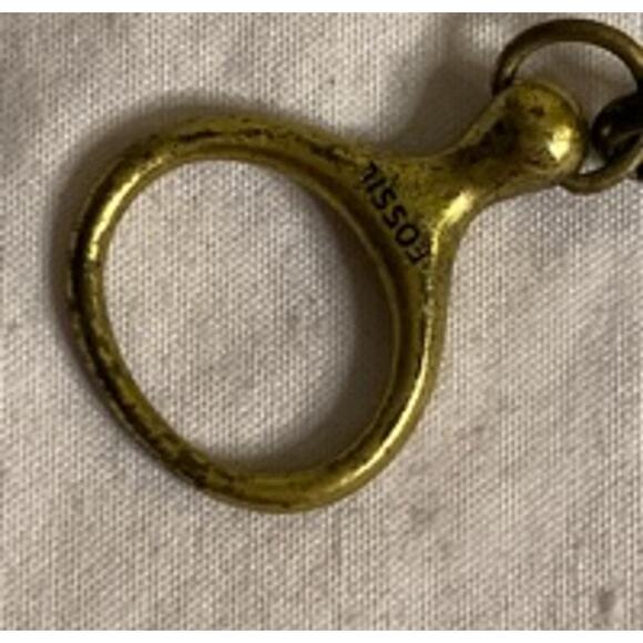 Vintage Y2K Fossil Brass Tone Toggle Charm Bracelet with Lock & Key - Picture 7 of 8